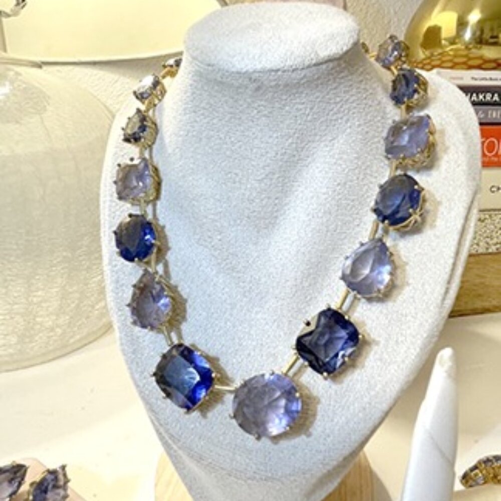 Demoiselle Large Blue Glass Bead 17" Necklace Set